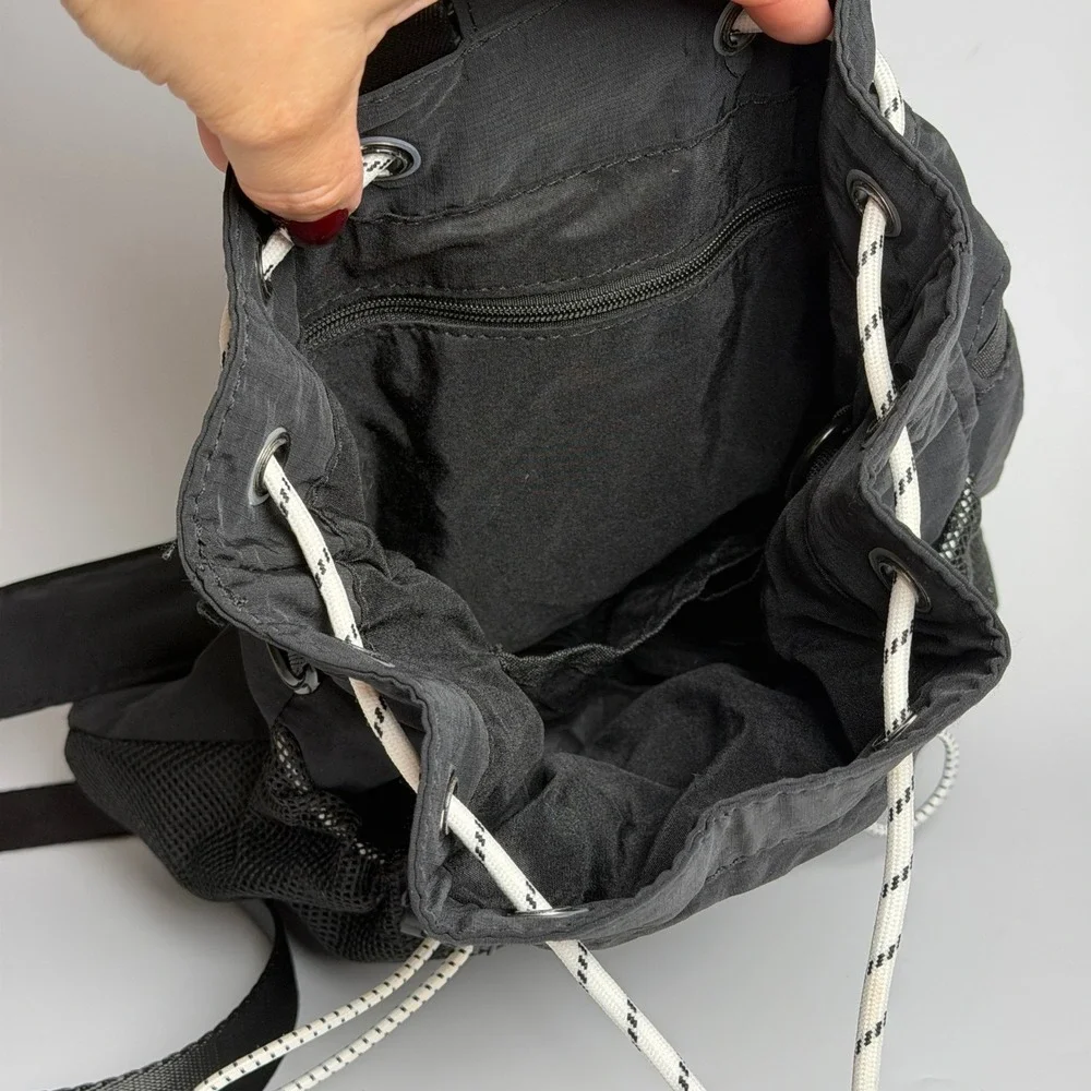 Athletic Works Women Sling Backpack Small Black Mesh Pockets Gym Outdoors Hiking